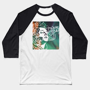Girl With Hair Of Roses In Northern Lights Baseball T-Shirt